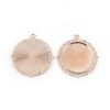 Picture of Zinc Based Alloy Pendants Round Light Rose Gold Cabochon Settings (Fits 25mm Dia.) 38mm x 34mm, 10 PCs