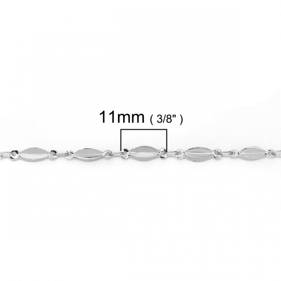 Bild von Messing Schmuckkette Kette Zubehör Blätter Silberfarbe 11x4mm, 1 Meter