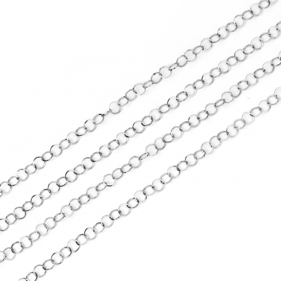 Picture of 304 Stainless Steel Soldered Rolo Chain Silver Tone 4mm( 1/8"), 5 M