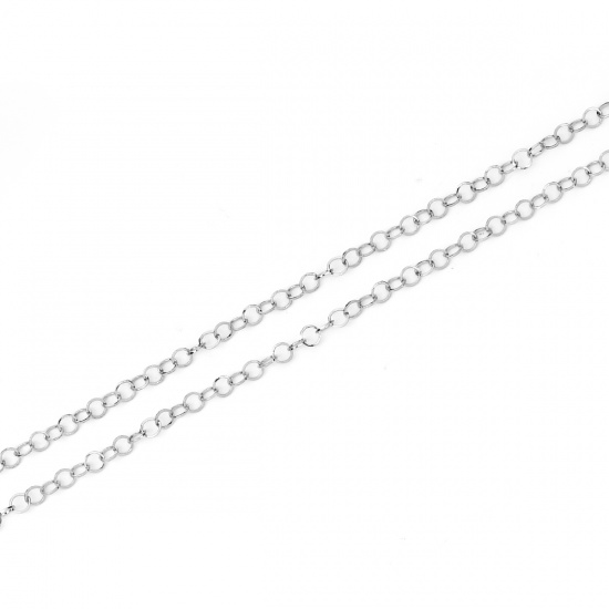 Picture of 304 Stainless Steel Soldered Rolo Chain Silver Tone 3mm( 1/8"), 5 M