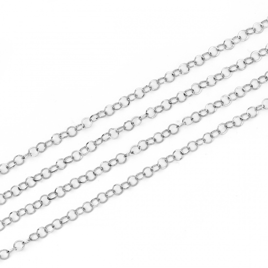 Picture of 304 Stainless Steel Soldered Rolo Chain Silver Tone 3mm( 1/8"), 5 M