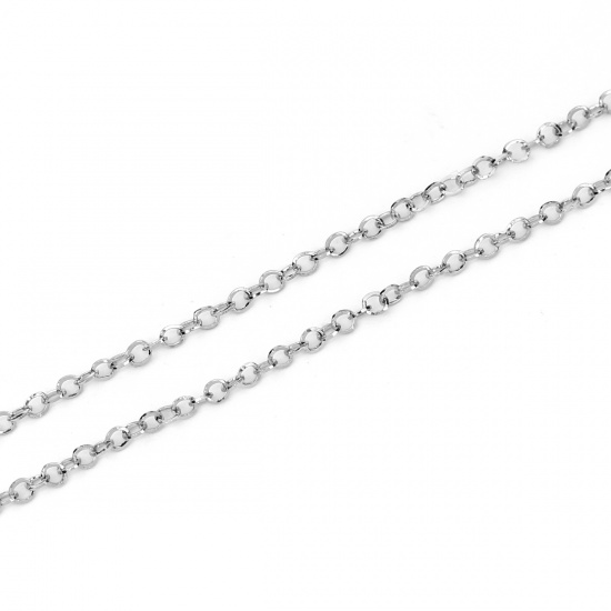 Picture of 304 Stainless Steel Soldered Rolo Chain Silver Tone 2mm( 1/8"), 5 M