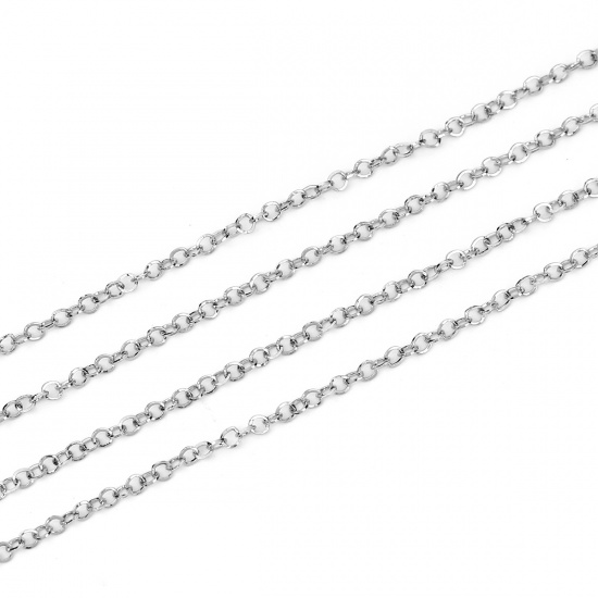 Picture of 304 Stainless Steel Soldered Rolo Chain Silver Tone 2mm( 1/8"), 5 M