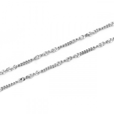 304 Stainless Steel Soldered Link Chain Twisted Silver Tone 2.2x1.3mm( 1/8" x1.3mm), 5 M