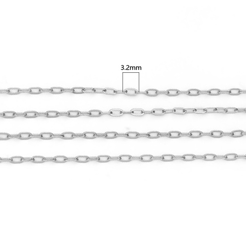 Picture of 304 Stainless Steel Soldered Link Cable Chain Silver Tone 3.2x1.6mm( 1/8" x 1/8"), 5 M