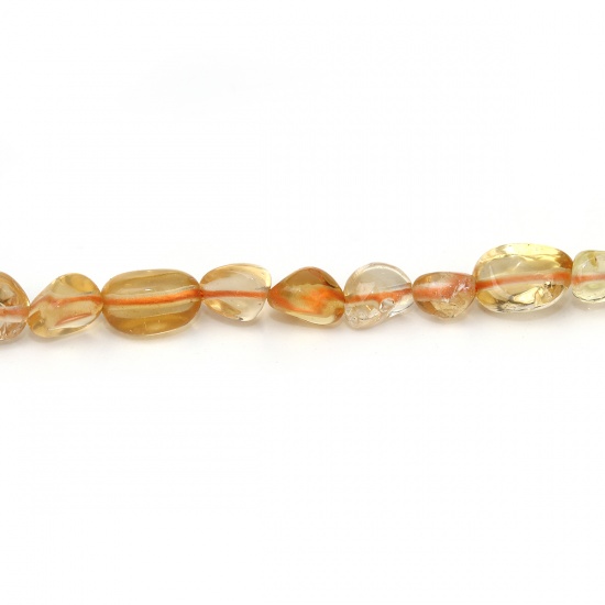 Picture of (Grade A) Citrine ( Natural ) Beads Irregular Yellow About 14mm x8mm( 4/8" x 3/8") - 5mm x5mm( 2/8" x 2/8"), Hole: Approx 0.9mm, 40cm(15 6/8") long, 1 Strand