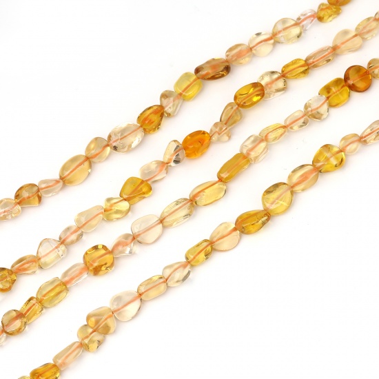 Picture of (Grade A) Citrine ( Natural ) Beads Irregular Yellow About 14mm x8mm( 4/8" x 3/8") - 5mm x5mm( 2/8" x 2/8"), Hole: Approx 0.9mm, 40cm(15 6/8") long, 1 Strand