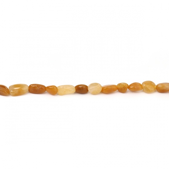 Picture of (Grade A) Topaz ( Natural ) Beads Irregular Yellow About 14mm x8mm( 4/8" x 3/8") - 5mm x5mm( 2/8" x 2/8"), Hole: Approx 0.9mm, 40cm(15 6/8") long, 1 Strand