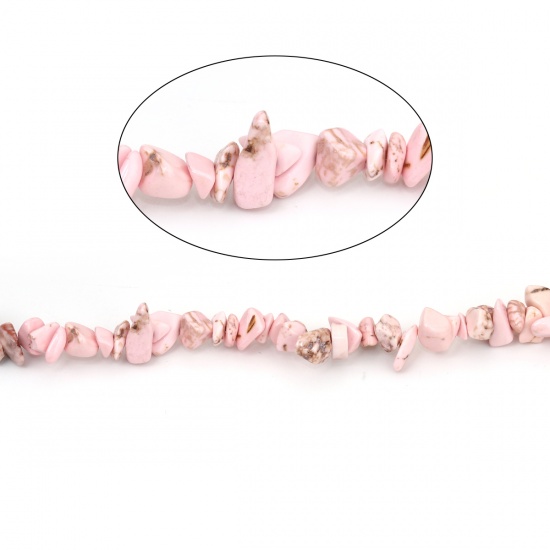 Immagine di (Grado B) Turchese Composto ( Tintura ) Perline Irregolare Rosa Chiaro Come 13mm x8mm - 6mm x5mm, Foro: Circa 0.7mm, 84cm Lungheza, 1 Filo