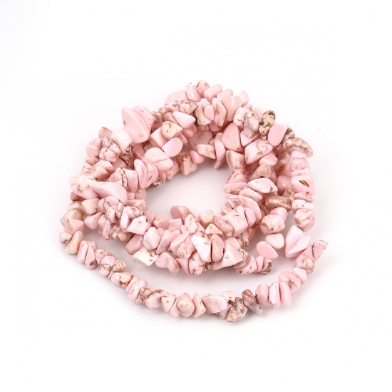 Immagine di (Grado B) Turchese Composto ( Tintura ) Perline Irregolare Rosa Chiaro Come 13mm x8mm - 6mm x5mm, Foro: Circa 0.7mm, 84cm Lungheza, 1 Filo