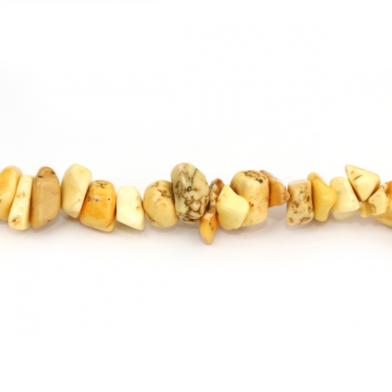Immagine di (Grado B) Turchese Composto ( Tintura ) Perline Irregolare Oro Giallo Come 13mm x8mm - 6mm x5mm, Foro: Circa 0.7mm, 84cm Lungheza, 1 Filo