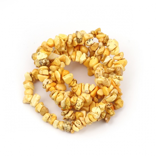 Immagine di (Grado B) Turchese Composto ( Tintura ) Perline Irregolare Oro Giallo Come 13mm x8mm - 6mm x5mm, Foro: Circa 0.7mm, 84cm Lungheza, 1 Filo