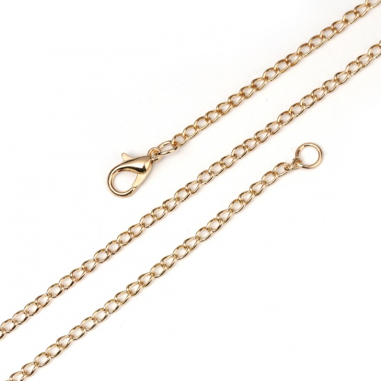 Imagen de Hierro Link Curb Chain Collares KC Dorado 62cm longitud, Cadena: 4x2.5mm, 1 Paquete ( 12 Unidades/Paquete)