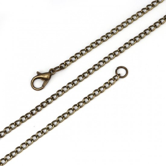Picture of Iron Based Alloy Link Curb Chain Necklace Antique Bronze 62cm(24 3/8") long, Chain Size: 4x2.5mm( 1/8" x 1/8"), 1 Packet ( 12 PCs/Packet)