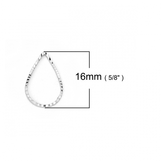 Picture of Brass Connectors Drop Silver Tone 16mm( 5/8") x 11mm( 3/8"), 100 PCs