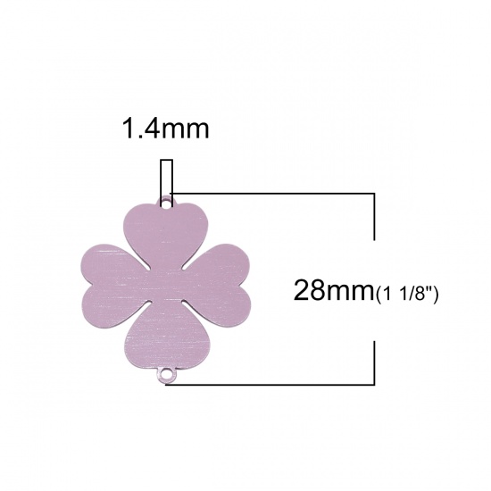 Picture of Aluminum Alloy Connectors Four Leaf Clover Purple 28mm x 25mm, 2 PCs