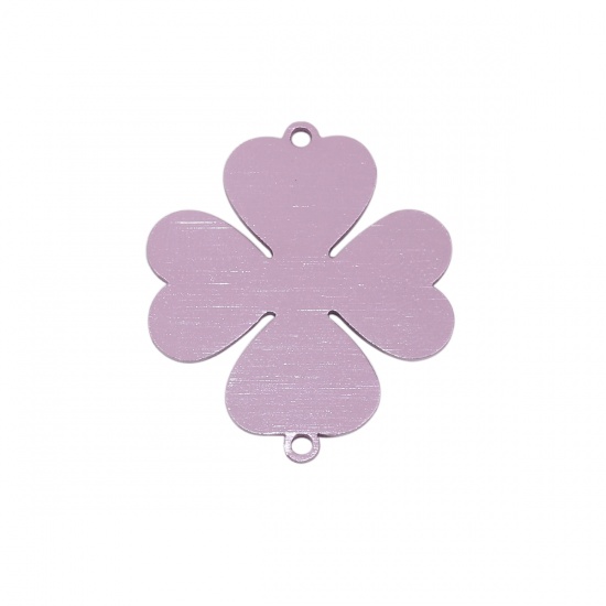 Picture of Aluminum Alloy Connectors Four Leaf Clover Purple 28mm x 25mm, 2 PCs