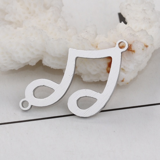 Picture of Aluminum Alloy Music Connectors Musical Note Silver 27mm x 19mm, 2 PCs