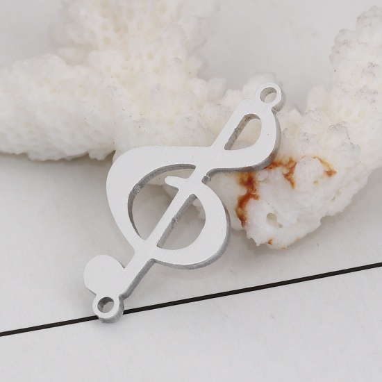 Picture of Aluminum Alloy Music Connectors Musical Note Silver 29mm x 15mm, 2 PCs