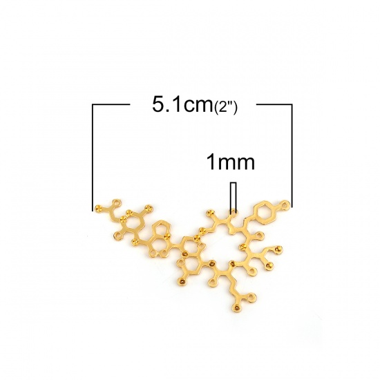 Picture of Zinc Based Alloy Molecule Chemistry Science Connectors Oxytocin Gold Plated (Can Hold ss5 Pointed Back Rhinestone) 51mm x 35mm, 10 PCs