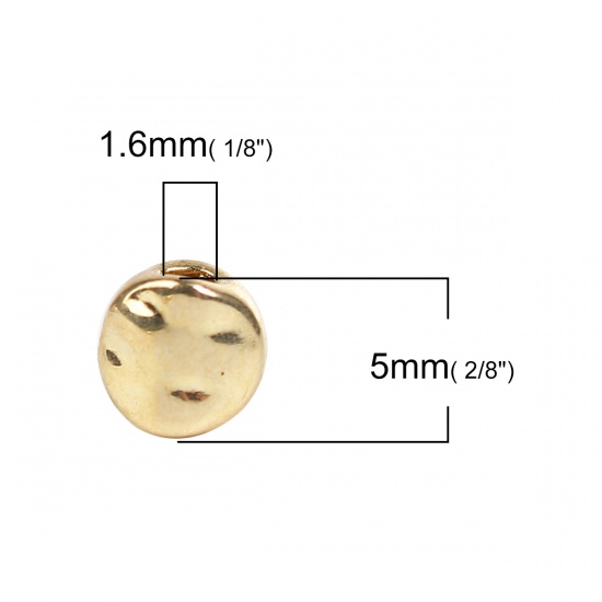 Picture of Zinc Based Alloy Spacer Beads Round Gold Plated 5mm x 5mm, Hole: Approx 1.6mm, 200 PCs
