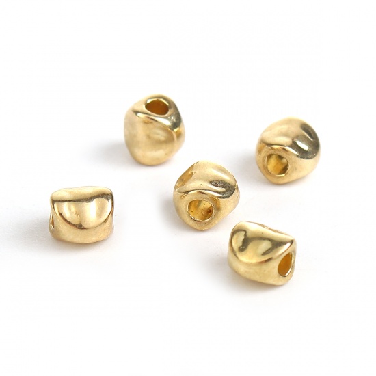 Bild von Zinklegierung Zwischenperlen Spacer Perlen Rund Vergoldet 5mm x 5mm, Loch:ca. 1.6mm, 200 Stück