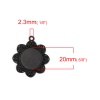 Picture of Zinc Based Alloy Pendants Flower Black Cabochon Settings (Fits 20mm Dia.) 40mm x 35mm, 10 PCs