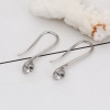 Picture of Brass Ear Wire Hooks Earring Findings Silver Tone (Fits 10mm Dia. Beads) 29mm(1 1/8") x 6mm( 2/8"), Post/ Wire Size: (18 gauge), 3 Pairs                                                                                                                      