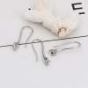 Picture of Brass Ear Wire Hooks Earring Findings Silver Tone (Fits 10mm Dia. Beads) 29mm(1 1/8") x 6mm( 2/8"), Post/ Wire Size: (18 gauge), 3 Pairs                                                                                                                      