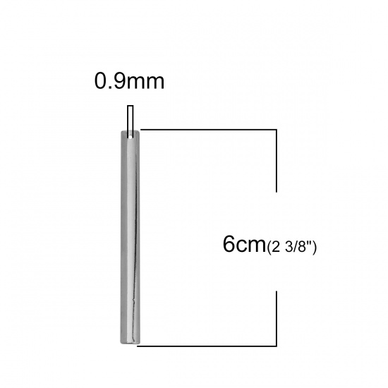 Imagen de Latón Colgantes Rectángulo Tono de Plata 60mm x 5mm, 10 Unidades