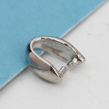 Messing Collierschlaufe Anhängerschlauf​e Silberfarbe 6mm x 5mm, 20 Stück