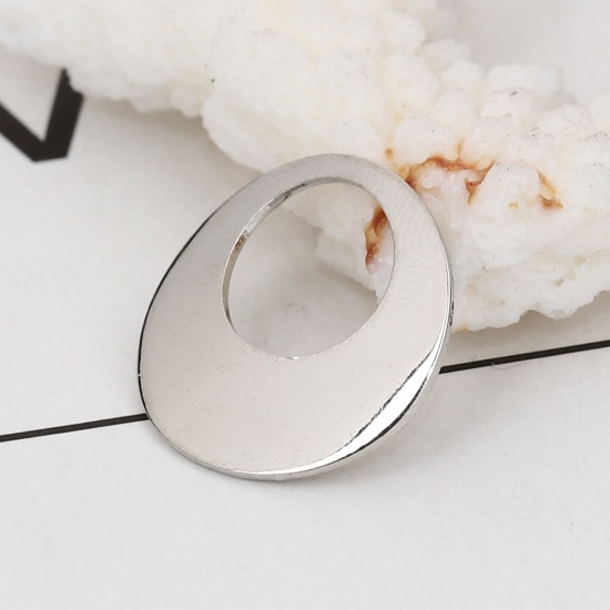 Immagine di Ottone Charms Tondo Tono Argento 18mm Dia., 20 Pz