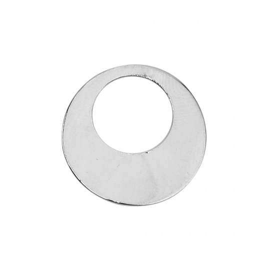 Immagine di Ottone Charms Tondo Tono Argento 18mm Dia., 20 Pz
