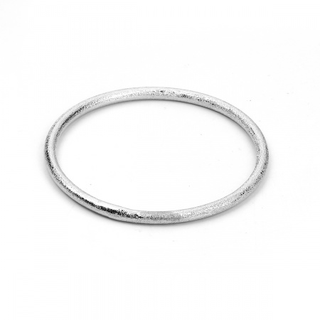 Brass Bangles Bracelets Round Silver Tone Sparkledust 23cm(9") long, 2 PCs