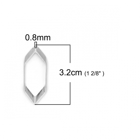 Bild von Messing Anhänger Hexagon Silberfarbe 32mm x 12mm, 20 Stück