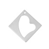 Picture of Brass Charms Rhombus Silver Tone Heart 27mm(1 1/8") x 27mm(1 1/8"), 20 PCs                                                                                                                                                                                    