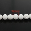 Image de Perles en Pierre de Lave ( Naturel) Balle Blanc 10mm Dia, Trou: env. 1mm, 39cm long, 1 Enfilade (Env. 39 Pcs/Enfilade)