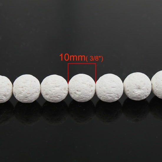 Picture of Lava Rock ( Natural ) Beads Ball White About 10mm( 3/8") Dia., Hole: Approx 1mm, 39cm(15 3/8") long, 1 Strand (Approx 39 PCs/Strand)