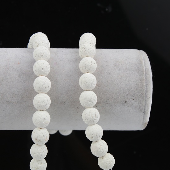 Picture of Lava Rock ( Natural ) Beads Ball White About 10mm( 3/8") Dia., Hole: Approx 1mm, 39cm(15 3/8") long, 1 Strand (Approx 39 PCs/Strand)