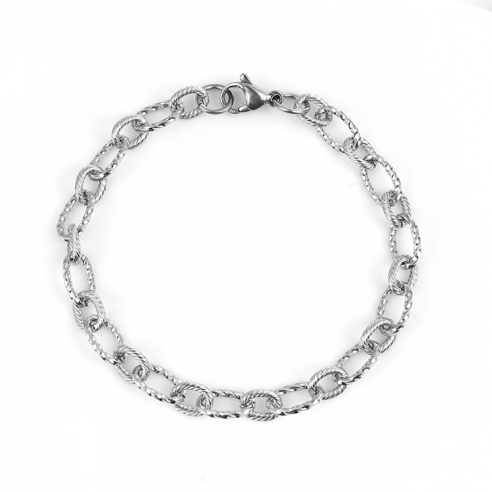 Picture of 304 Stainless Steel Bracelets Silver Tone Spiral 21cm(8 2/8") long, 1 Piece
