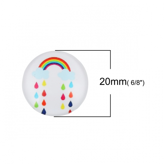 Immagine di Vetro Cupola Dome Seals Cabochon Tondo Flatback Multicolore Arcobaleno Disegno 20mm Dia, 30 Pz