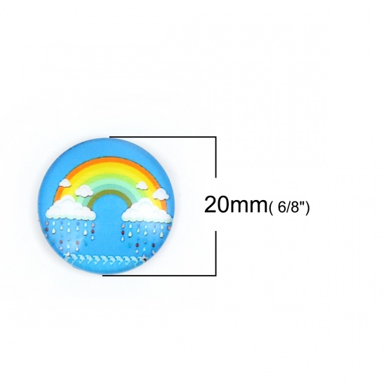 Immagine di Vetro Cupola Dome Seals Cabochon Tondo Flatback Multicolore Arcobaleno Disegno 20mm Dia, 30 Pz