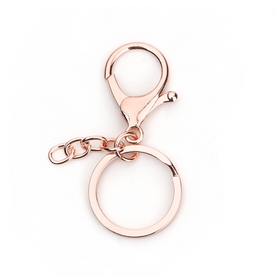 Picture of Zinc Based Alloy Keychain & Keyring Rose Gold 67mm x 30mm, 10 PCs
