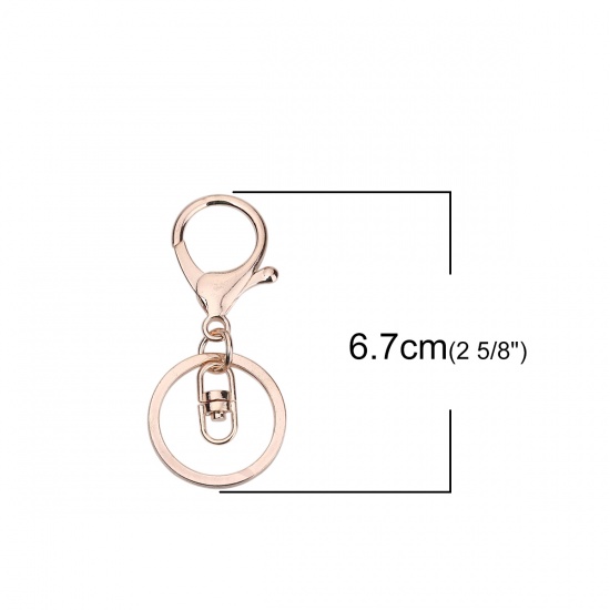 Picture of Zinc Based Alloy Keychain & Keyring Rose Gold 67mm x 30mm, 10 PCs