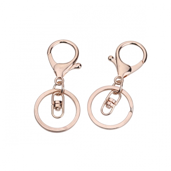 Picture of Zinc Based Alloy Keychain & Keyring Rose Gold 67mm x 30mm, 10 PCs