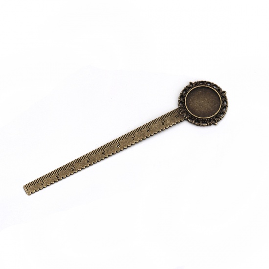 Picture of Zinc Based Alloy Bookmark Ruler Antique Bronze Cabochon Settings (Fit 20mm Dia.) Round 13.3cm(5 2/8") x 3.2cm(1 2/8"), 3 PCs