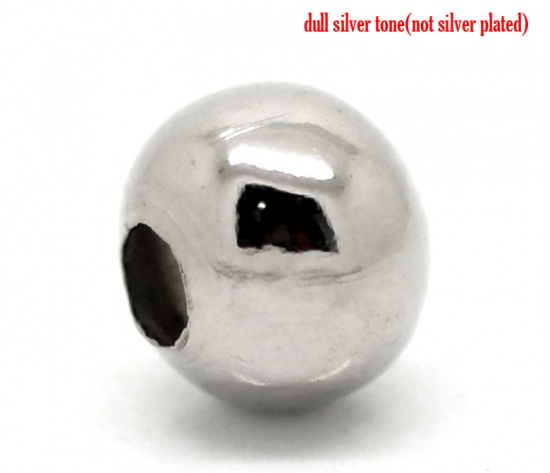 Picture of 100PCs Silver Tone Smooth Ball Spacers Beads 8mm Dia.