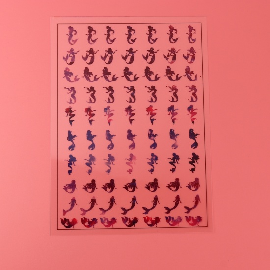 Image de DIY Papier Autocollant Décoration en Résine & PVC Rectangle Multicolore Sirène 15cm x 10.5cm, 2 Pièces