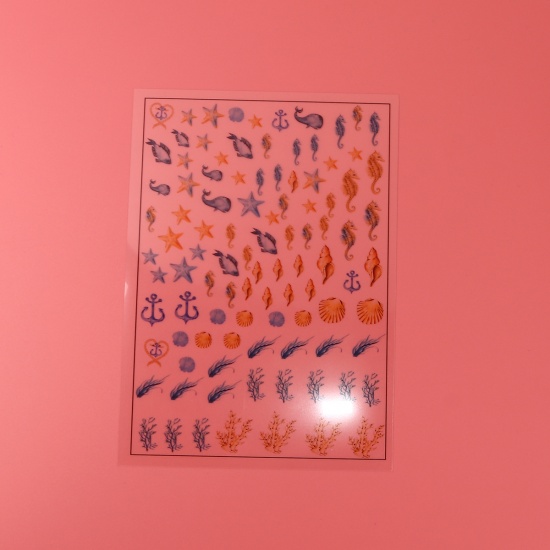 Image de DIY Papier Autocollant Décoration en Résine & PVC Rectangle Multicolore Animal Marin 15cm x 10.5cm, 2 Pièces