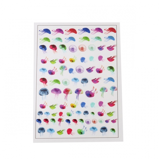 Image de Cabochon Dôme en Résine & PVC Méduse Multicolore Rectangle 15cm x 10.5cm, 2 Pièces